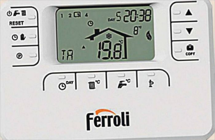 Přehled programátoru chronothermostat Ferroli Romeo W RFFerroli_Romeo_W_RF